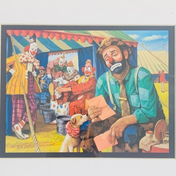 Vintage Emmett Kelly The Letter lithograph Leighton-Jones gold framed - Picture 5 of 5